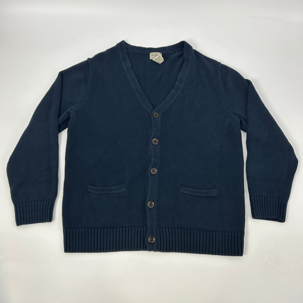 L.L. Bean Cardigan Sweater Mens‎ Large Navy Blue Pockets Grandpa Dad